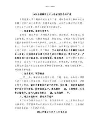 2024年镇辖区生产大检查情况小结汇报