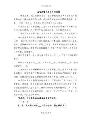 2024年镇长年终工作总结