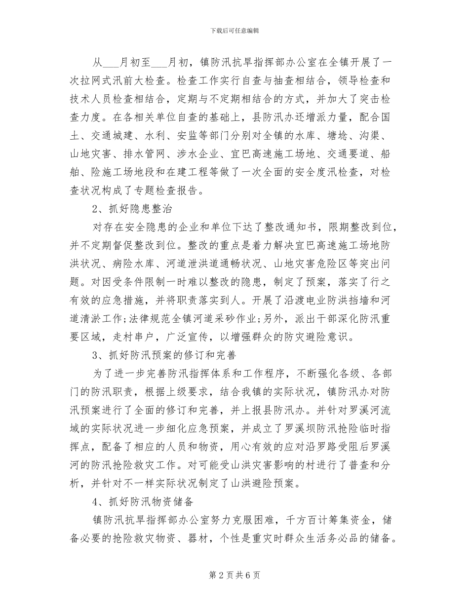 2024年镇防汛年度工作总结_第2页