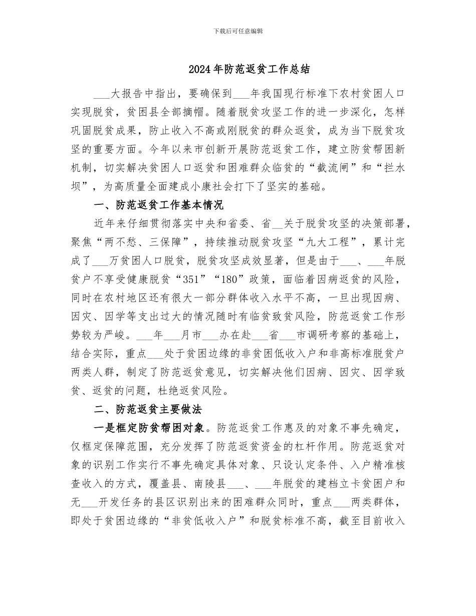 2024年防范返贫工作总结_第1页