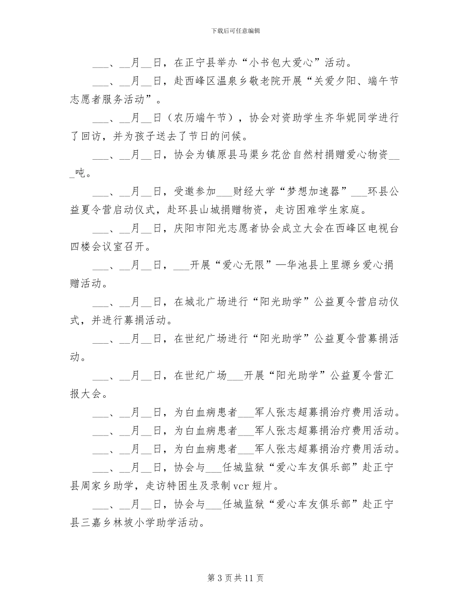 2024年阳光志愿者协会工作总结_第3页