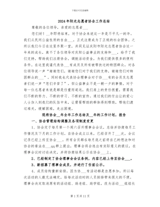 2024年阳光志愿者协会工作总结