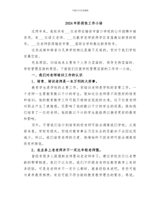 2024年阶段性工作小结