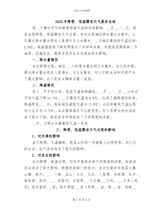 2024年降雪、低温霜冻天气服务总结