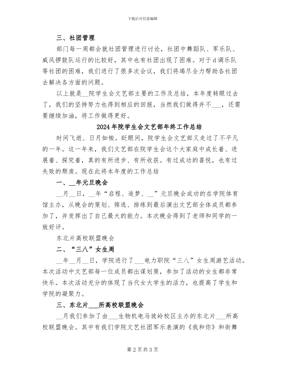 2024年院学生会文艺部工作总结_第2页