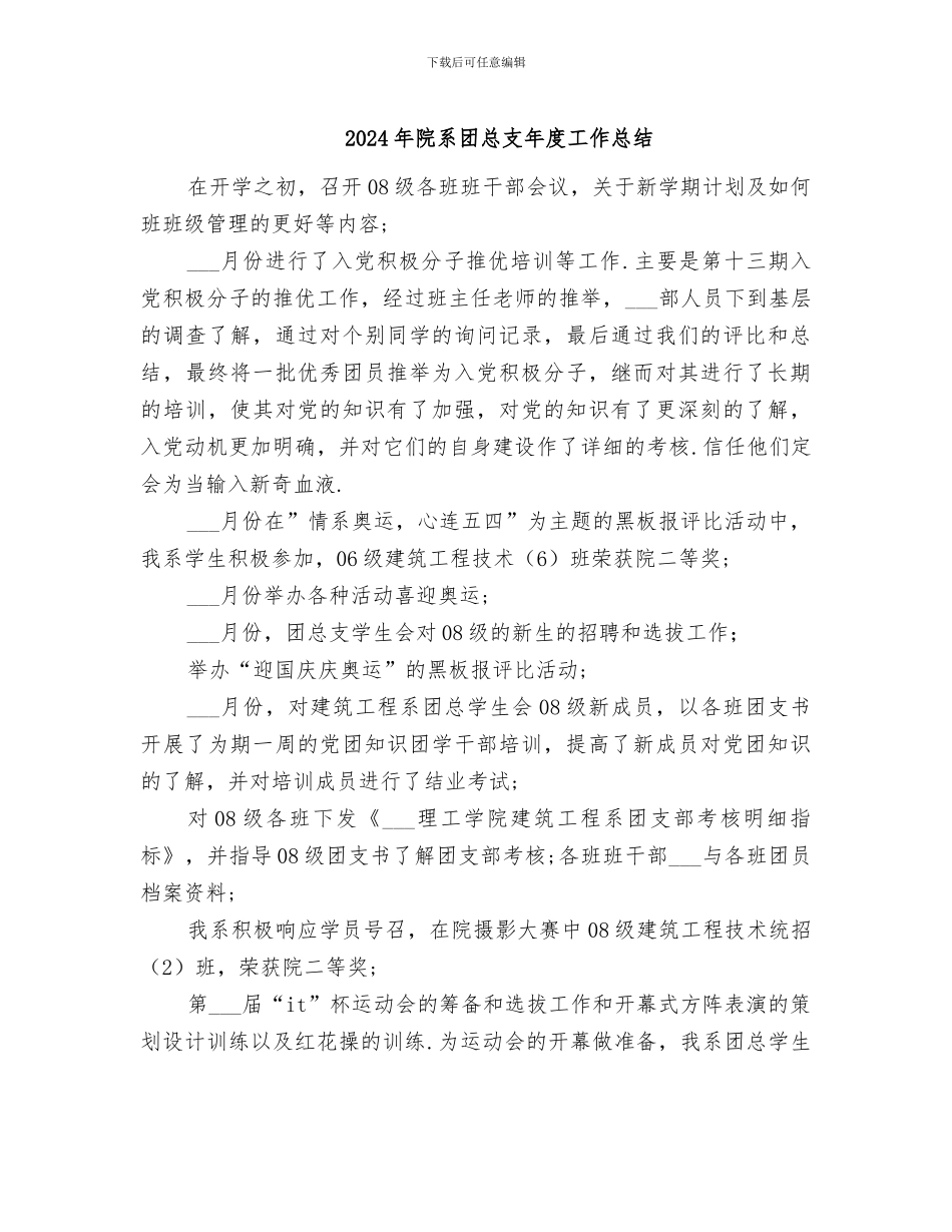 2024年院系团总支年度工作总结_第1页