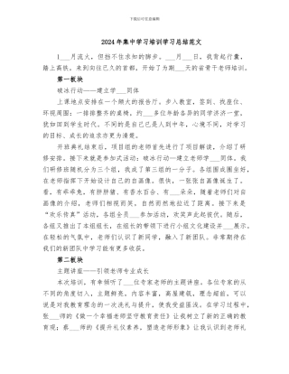 2024年集中学习培训学习总结范文