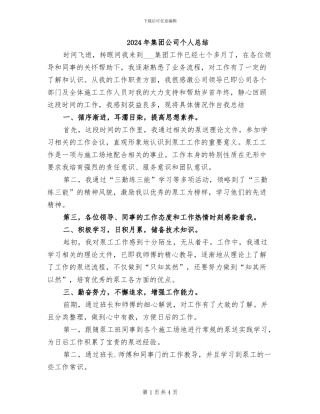 2024年集团公司个人总结