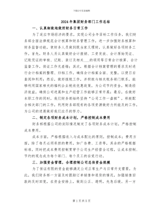 2024年集团财务部门工作总结