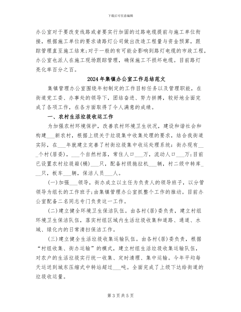 2024年集镇办公室工作总结_第3页