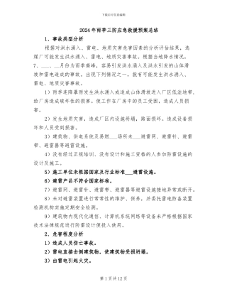 2024年雨季三防应急救援预案总结