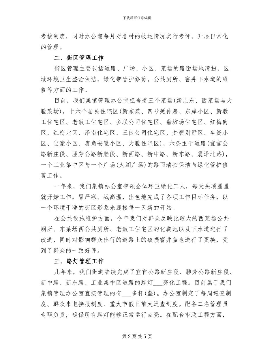 2024年集镇办公室工作总结范文_第2页
