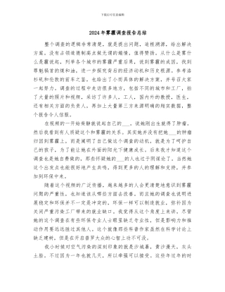2024年雾霾调查报告总结
