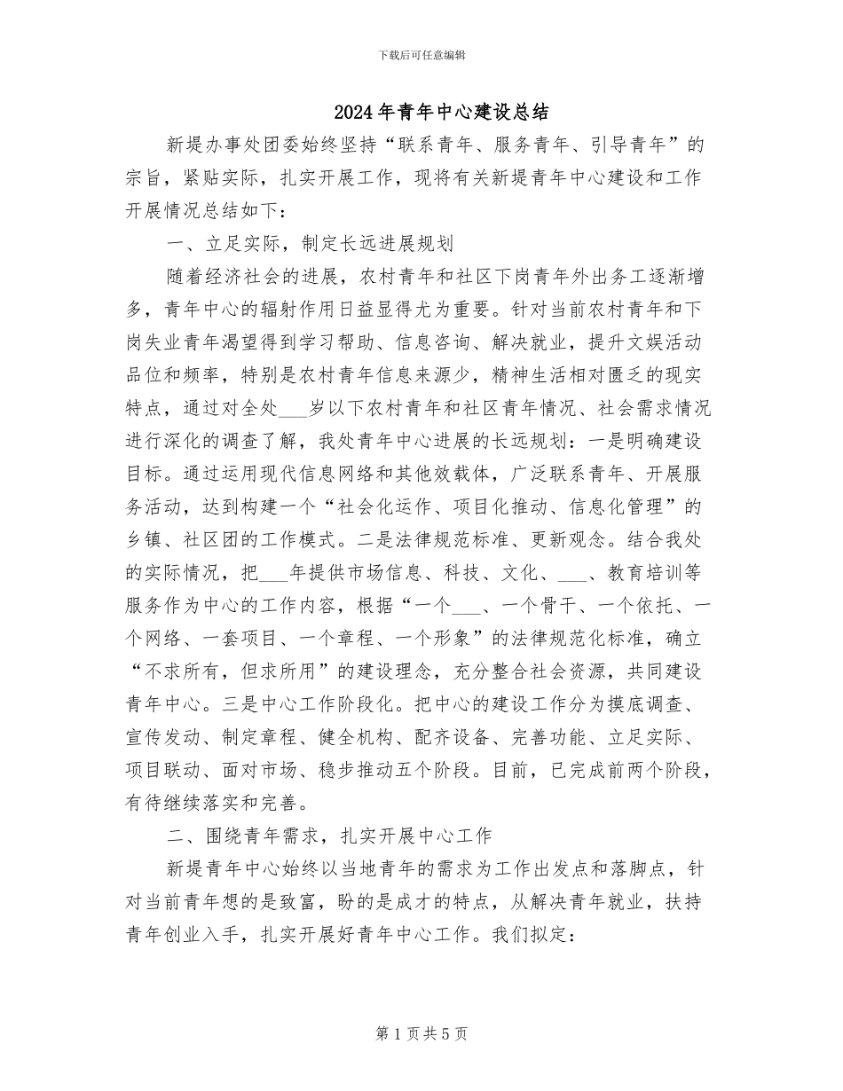 2024年青年中心建设总结_第1页