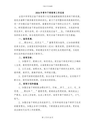 2024年青年干部培养工作总结