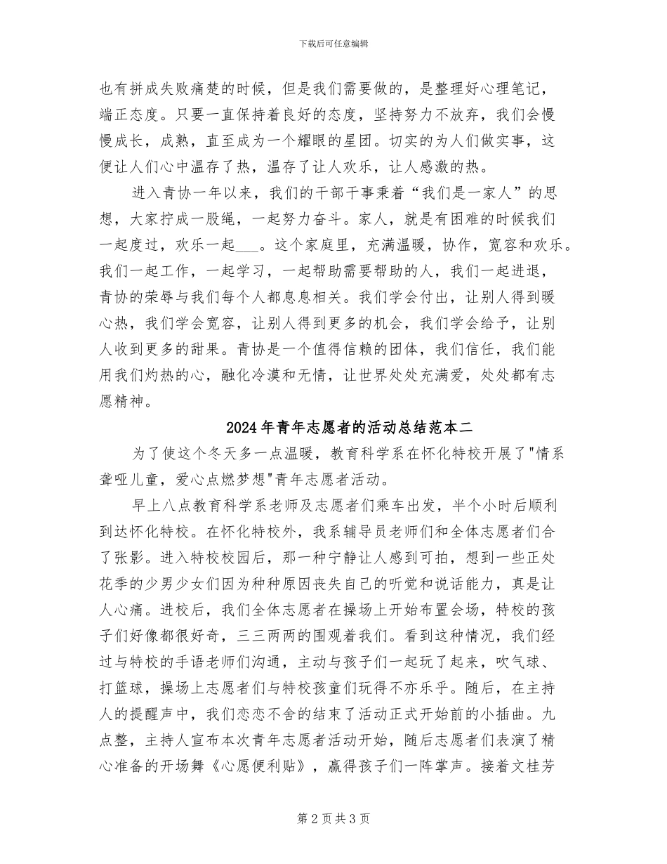 2024年青年志愿者的活动总结范本三_第2页