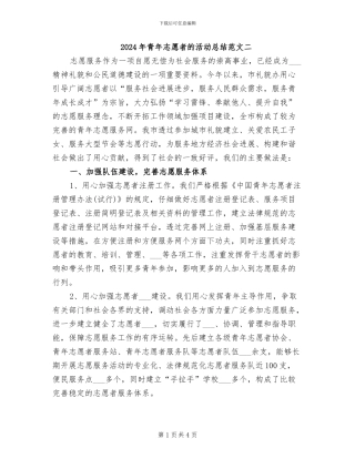 2024年青年志愿者的活动总结范文二