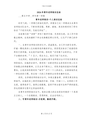 2024年青年教师培训总结