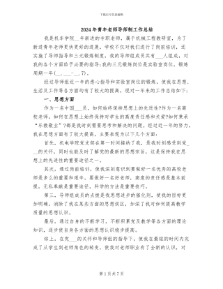 2024年青年教师导师制工作总结
