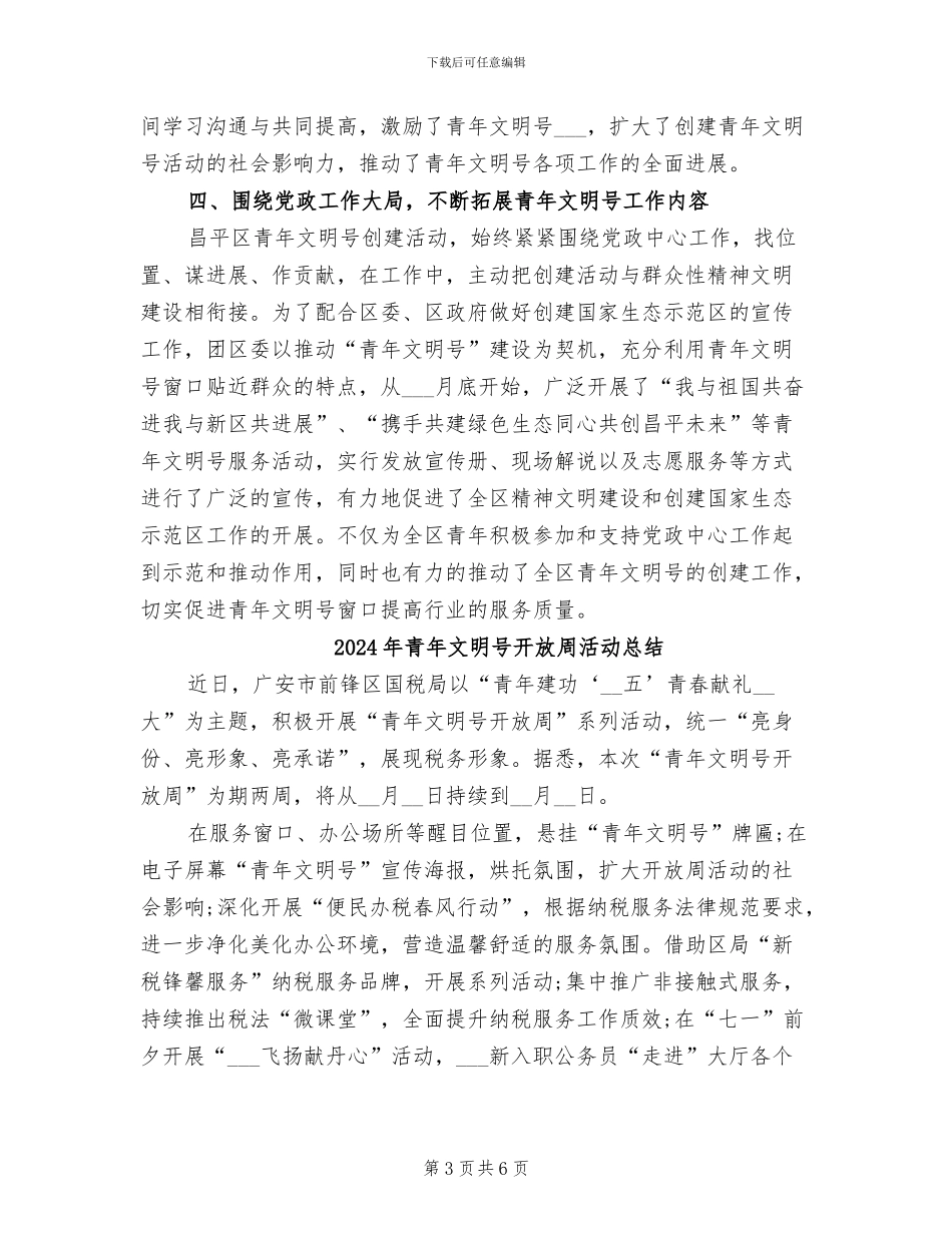 2024年青年文明号年终总结_第3页