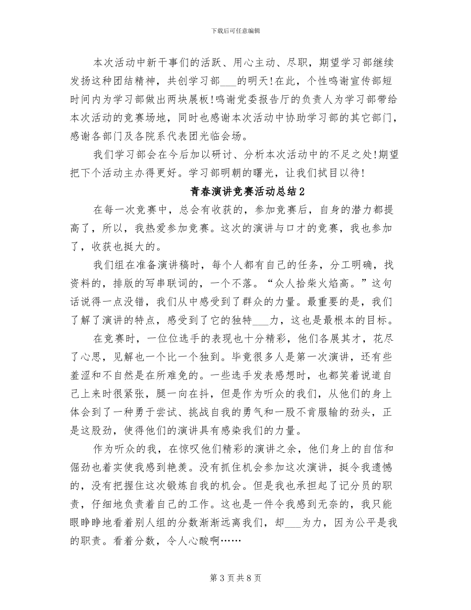 2024年青春演讲比赛活动总结范文_第3页