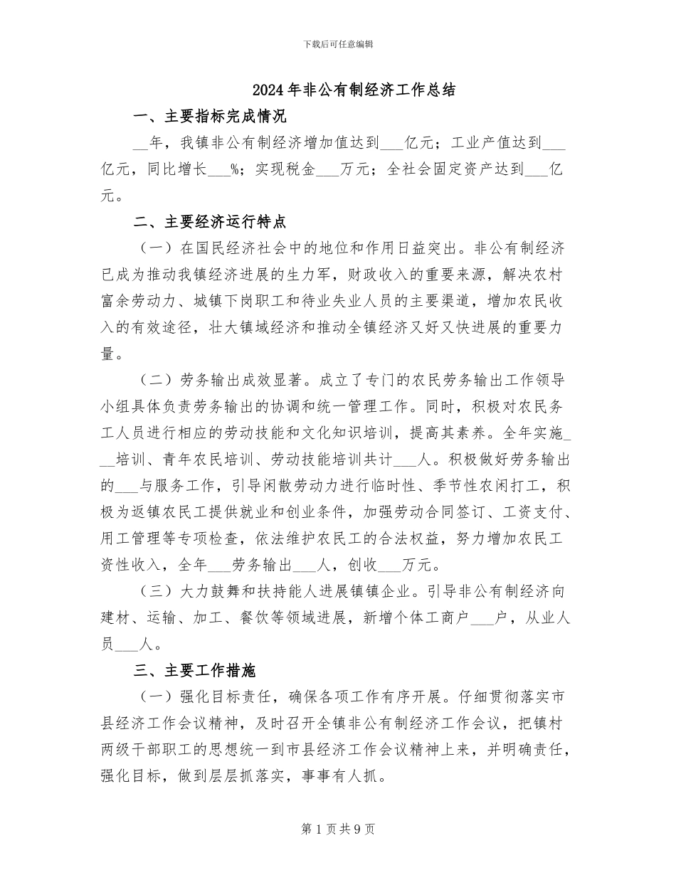 2024年非公有制经济工作总结_第1页