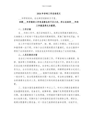 2024年音响工作总结范文