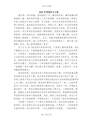2024年顶岗实习小结