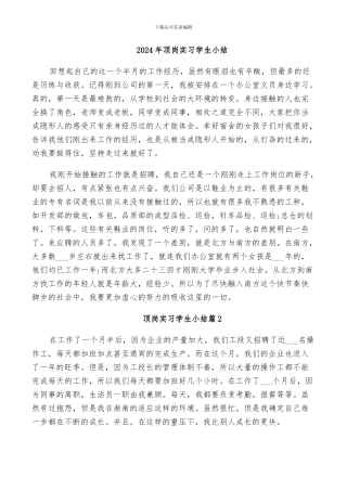 2024年顶岗实习学生小结