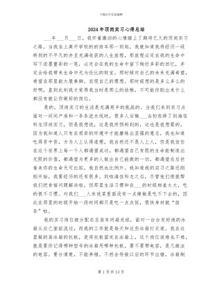 2024年顶岗实习心得总结
