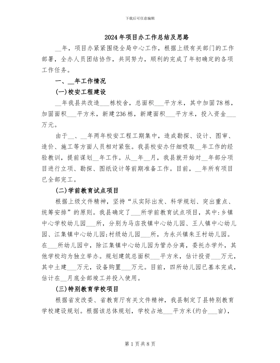 2024年项目办工作总结及思路_第1页