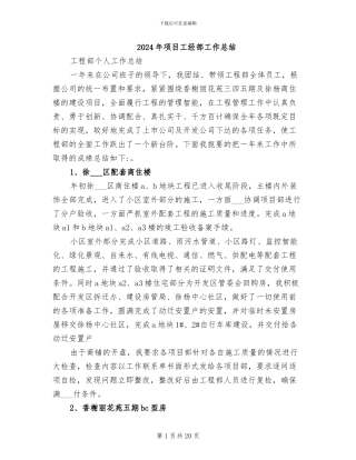 2024年项目工经部工作总结