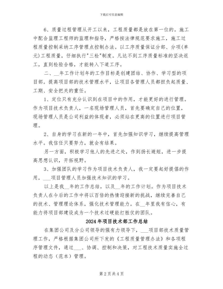 2024年项目技术负责人年终总结_第2页