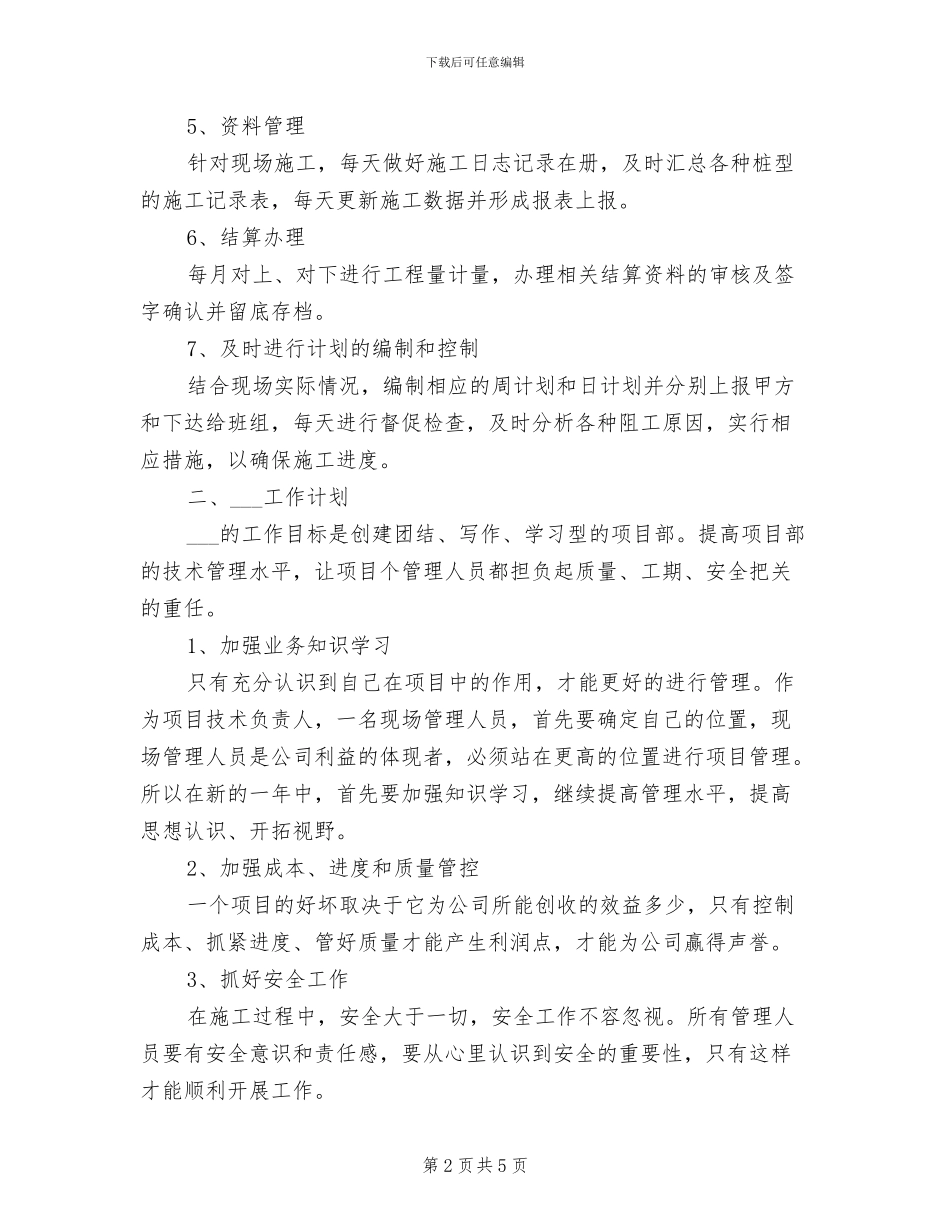 2024年项目技术负责人个人工作总结_第2页