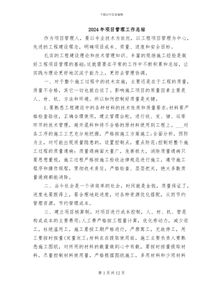 2024年项目管理工作总结