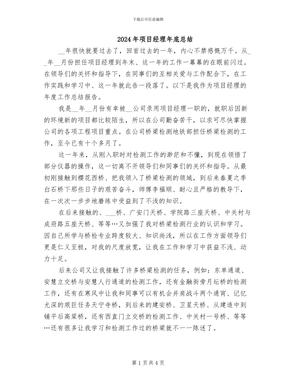 2024年项目经理年底总结_第1页