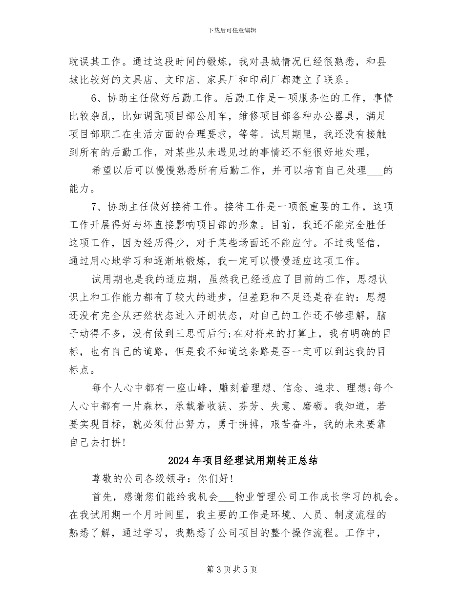 2024年项目经理试用期转正工作总结范本_第3页