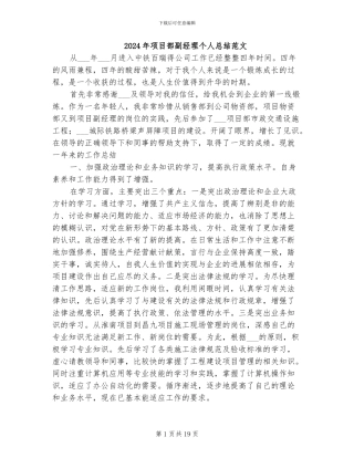 2024年项目部副经理个人总结范文