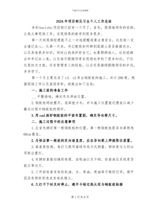 2024年项目部见习生个人工作总结