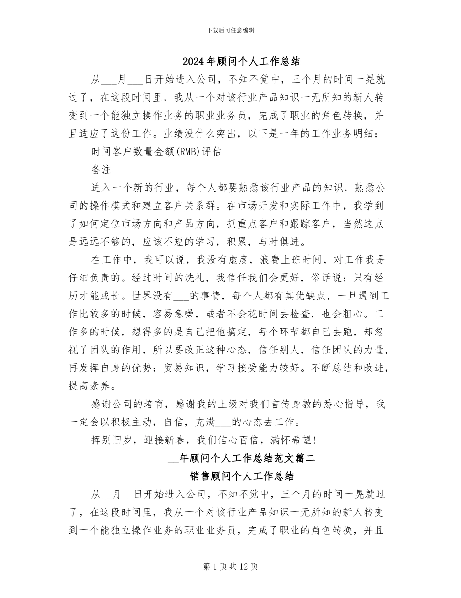 2024年顾问个人工作总结_第1页