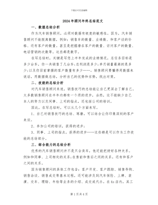 2024年顾问年终总结范文