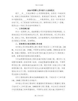 2024年预算人员年度个人总结范文