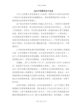 2024年预算员实习总结