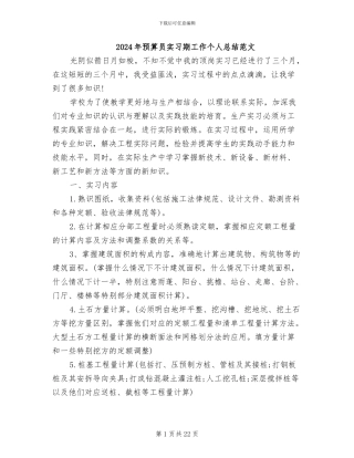 2024年预算员实习期工作个人总结范文