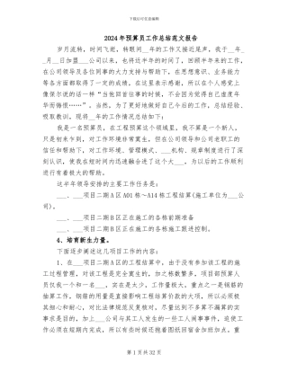 2024年预算员工作总结范文报告