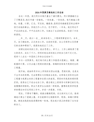 2024年预算员精选的工作总结