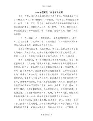 2024年预算员工作总结与规划