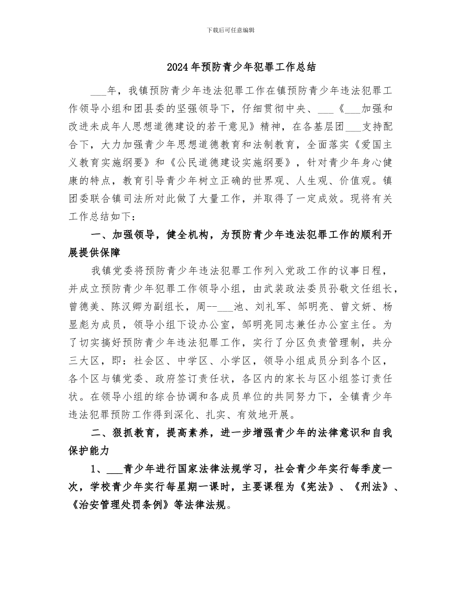 2024年预防青少年犯罪工作总结_第1页