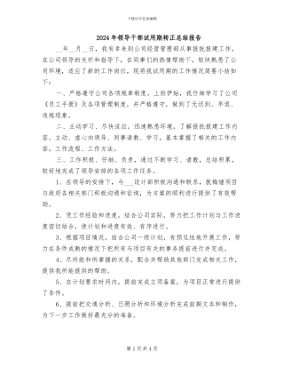 2024年领导干部试用期转正总结报告