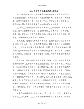 2024年领导干部精神学习心得总结